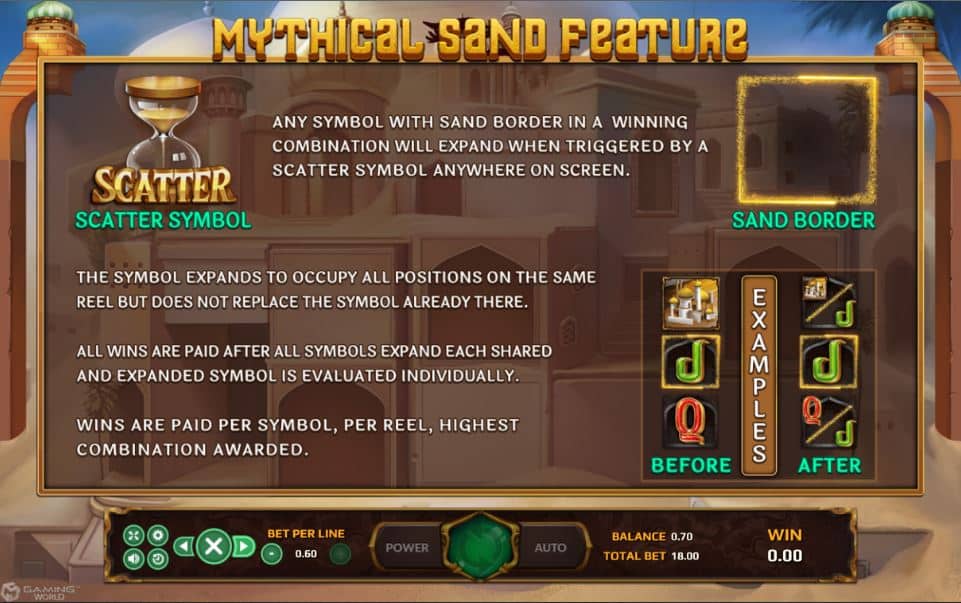 Mythical Sand Feature ของสล็อต Mythical Sand