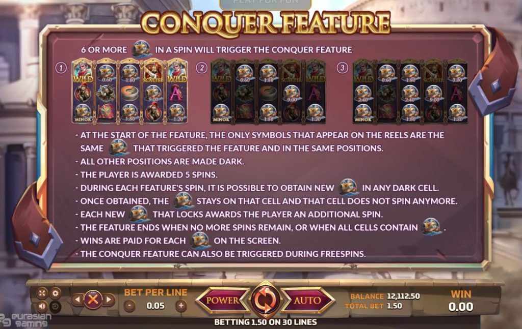 Conquer Feature เกมสล็อต Ancient Rome ค่าย Joker Gaming