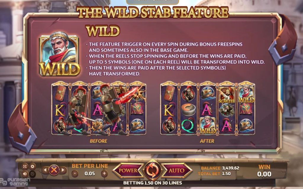 The Wild Stab Feature ของเกมสล็อต Ancient Rome ค่าย Joker Gaming