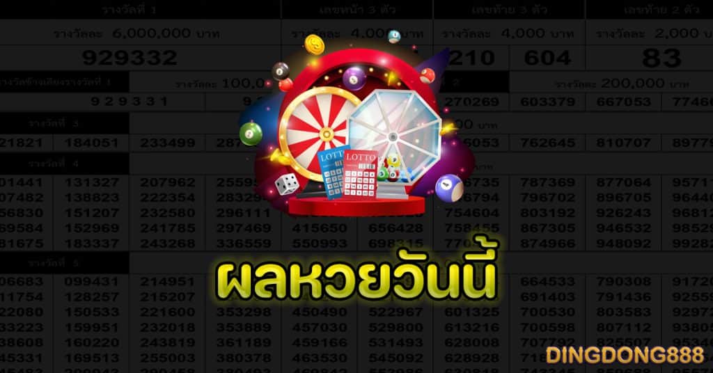 ผลหวยวันนี้ โดย DINGDONG888 เว็บซื้อหวยออนไลน์จ่ายจริง อันดับ 1 ในประเทศไทย