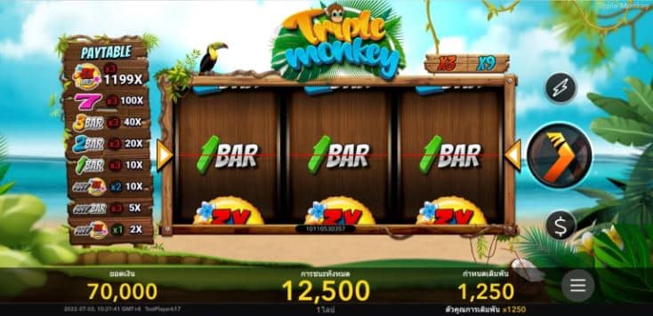 เพย์ไลน์และกฏการเล่น เกมสล็อต Triple Monkey - Nextspin